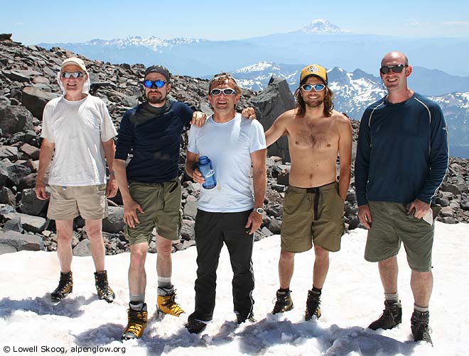 At the accident site on the Muir Snowfield, Mt Rainier.