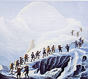 Climbing on Mt. Blanc in 1786. 