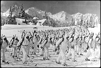 Ski troopers training at Paradise in 1942.