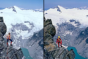Eldroado from Forbidden Peak in 1979 and 1996. Photos © Lowell Skoog