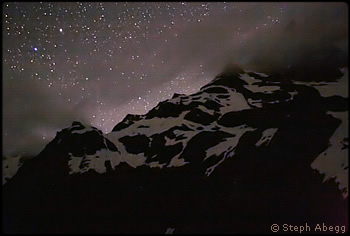 Stars and clouds over Mt. Tom. Photo � Steph Abegg.