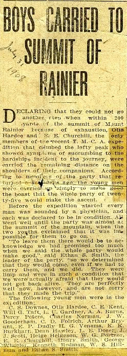 Newspaper clipping, July 31, 1908