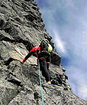 Wayne leading SW Ridge of Triumph. Photo &copy; Mike Layton.