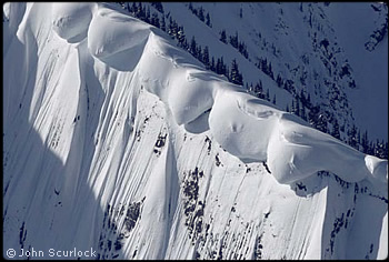 Dangerous snow cornices. Photo © John Scurlock.