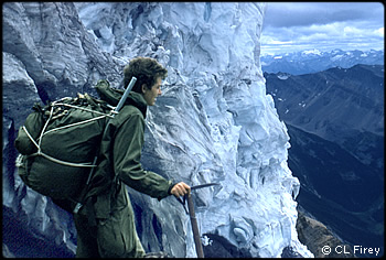 Joan Firey on Mt. Robson in 1958. Photo © CL Firey.