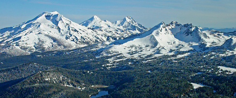 Three Sisters and Broken Top with fine skiing conditions. Photo © Brent McGregor.