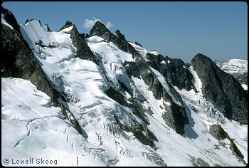 Forbidden Glacier in August 1986.  Photo &copy; Lowell Skoog.