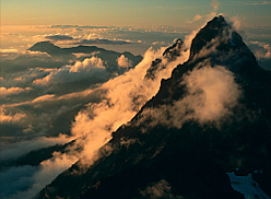 Clouds on American Border Peak.  Photo &copy; Kevin Thurner.