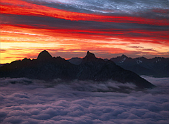 Hozomeen Mountain at sunrise.  Photo © Kevin Thurner.