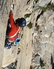Lee Arden Pete climbs pitch two of the &ldquo;Ellen Pea Route.&rdquo; Photo &copy; Erik Lawson.