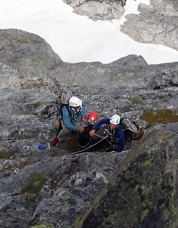 Looking down at the accident site on the North Buttress of Mount Terror. Photo &copy; Donn Venema.