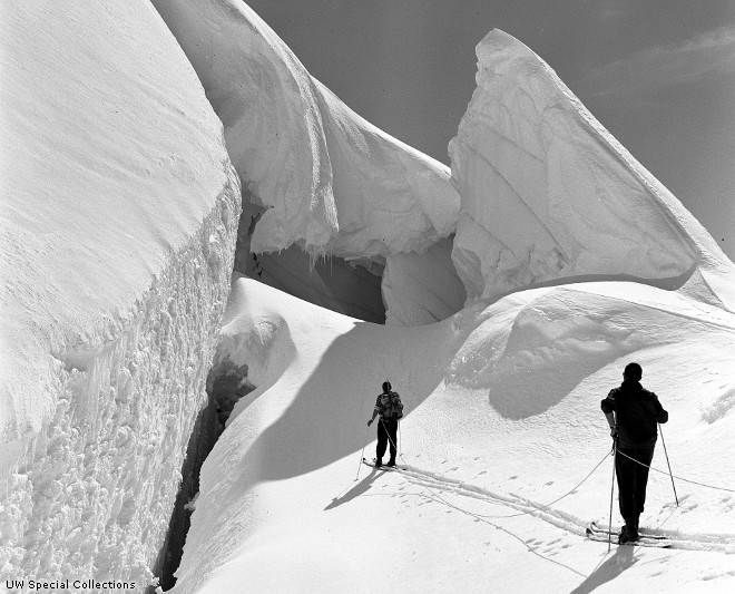 Skiers in Boston Basin