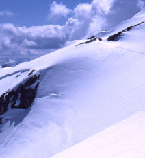Brian traversing toward Snowking Mtn