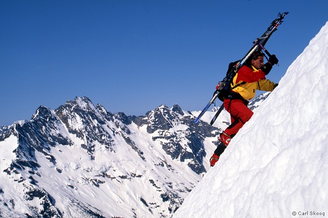 Rene Crawshaw climbs Black Peak in 1997